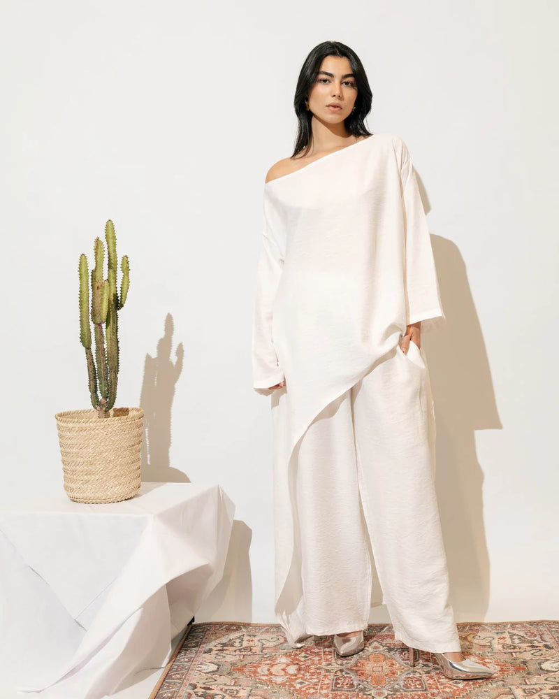 Cold-Shoulder Linen Set