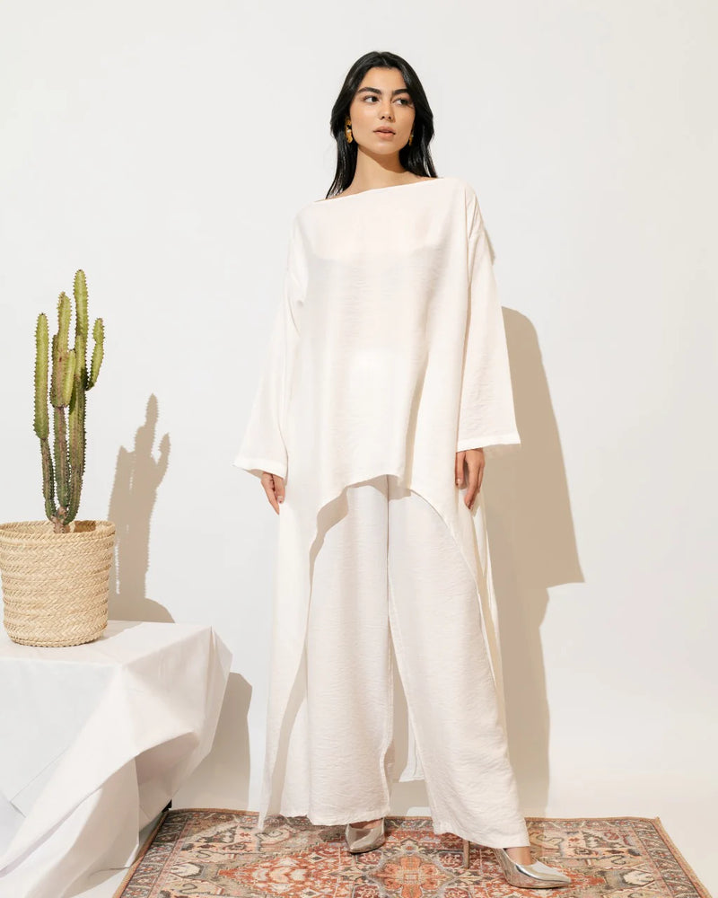 Cold-Shoulder Linen Set